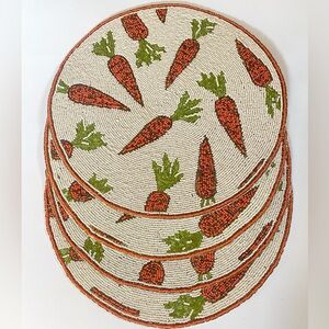 ISAAC MIZRAHI x4 Easter Carrot Garden Beaded Placemat Charger Centerpiece